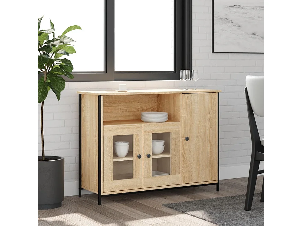 Buffet chêne sonoma 100x35x75 cm bois d'ingénierie