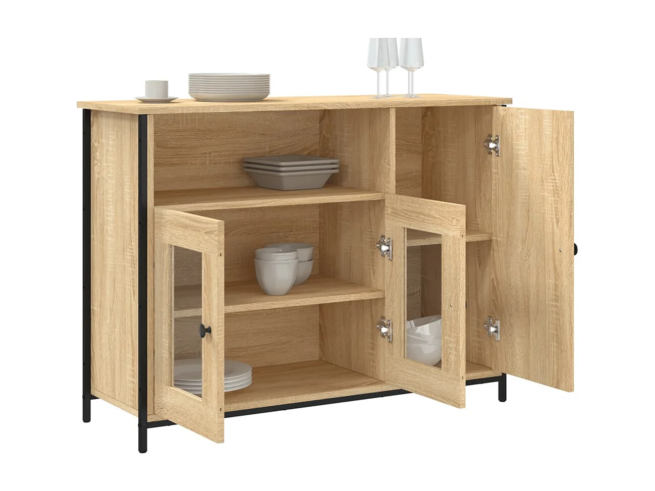Buffet chêne sonoma 100x35x75 cm bois d'ingénierie