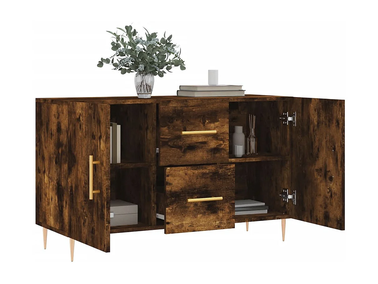 Gerookt eikenhouten dressoir 100x36x60 cm bewerkt hout