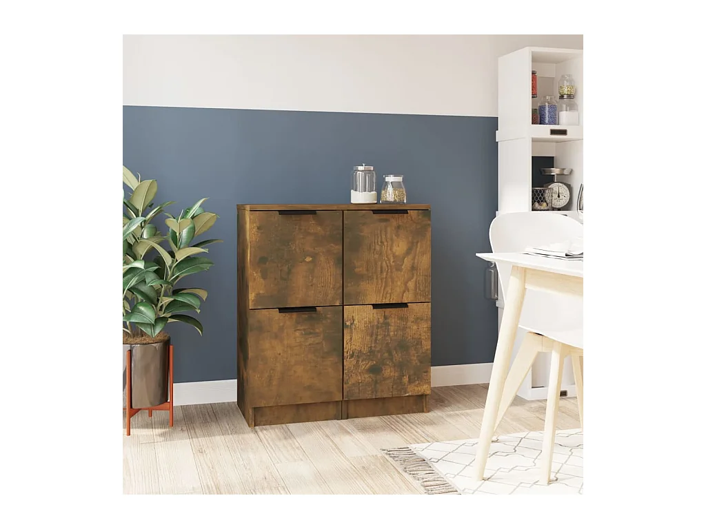 Buffets 2 pcs Chêne fumé 30x30x70 cm Bois d'ingénierie