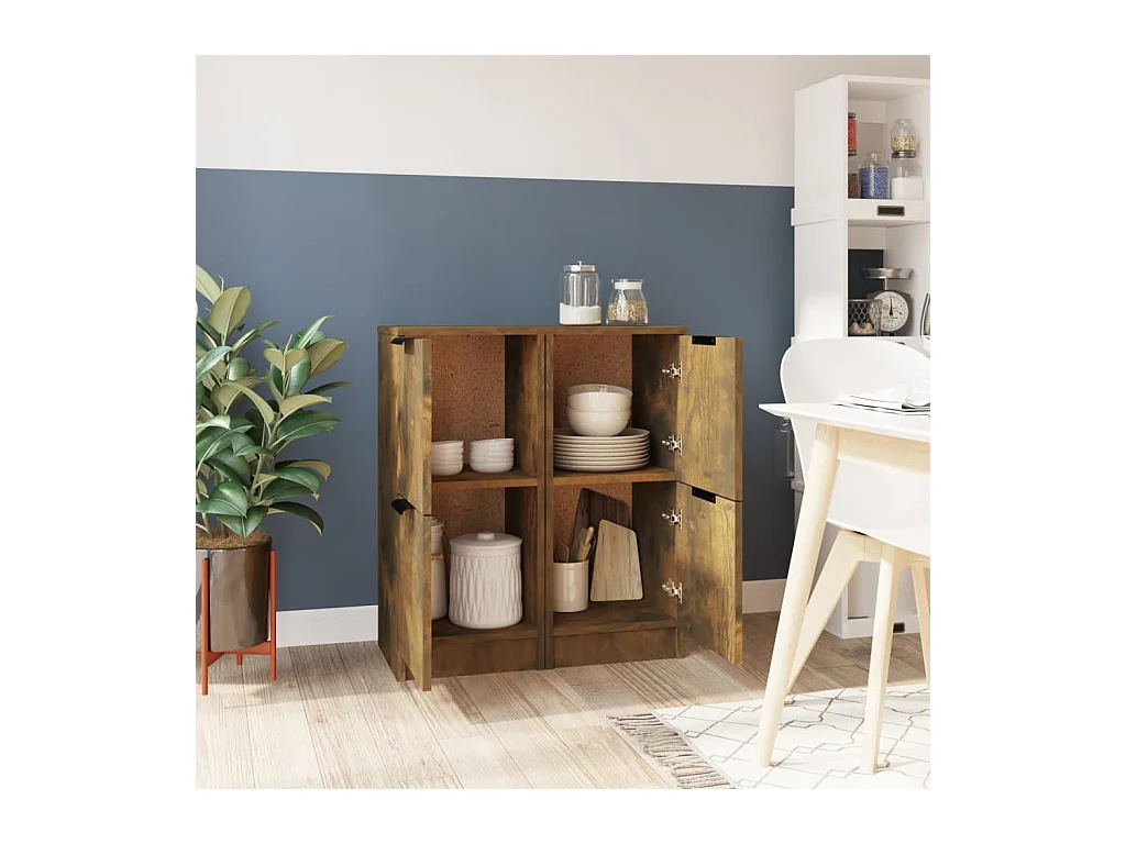 Buffets 2 pcs Chêne fumé 30x30x70 cm Bois d'ingénierie