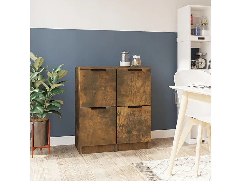 Credenze 2 pz Rovere affumicato 30x30x70 cm Legno composito