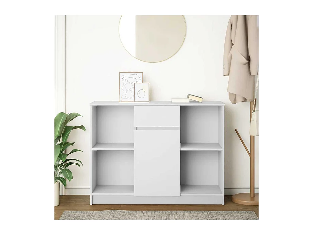 Buffet avec tiroir blanc 101x35x76 cm bois d'ingénierie