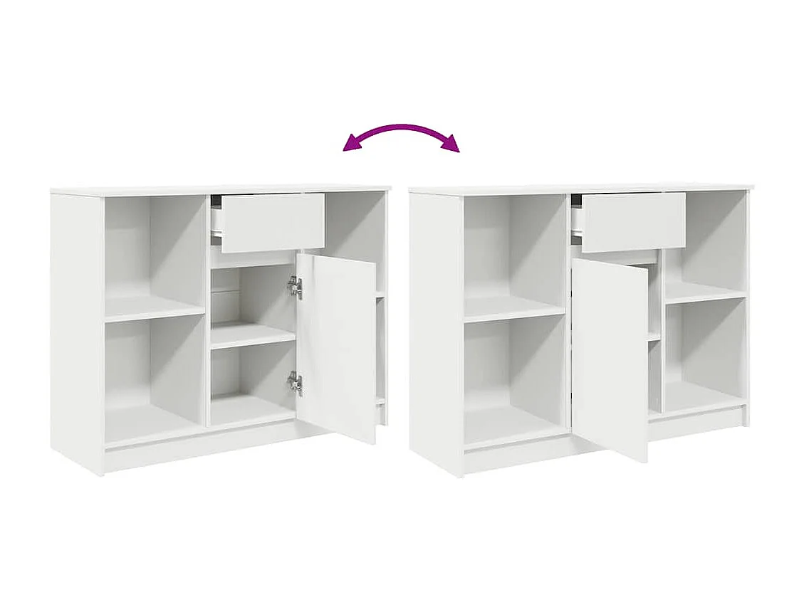 Buffet avec tiroir blanc 101x35x76 cm bois d'ingénierie