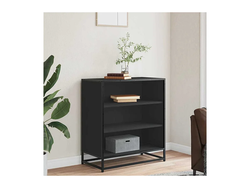 Buffet noir 68x35x76 cm bois d'ingénierie et métal