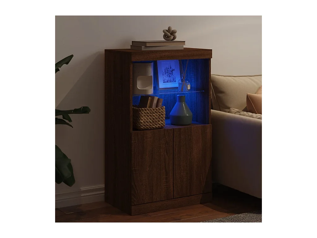 Buffet avec lumières LED chêne marron 60,5x37x100 cm