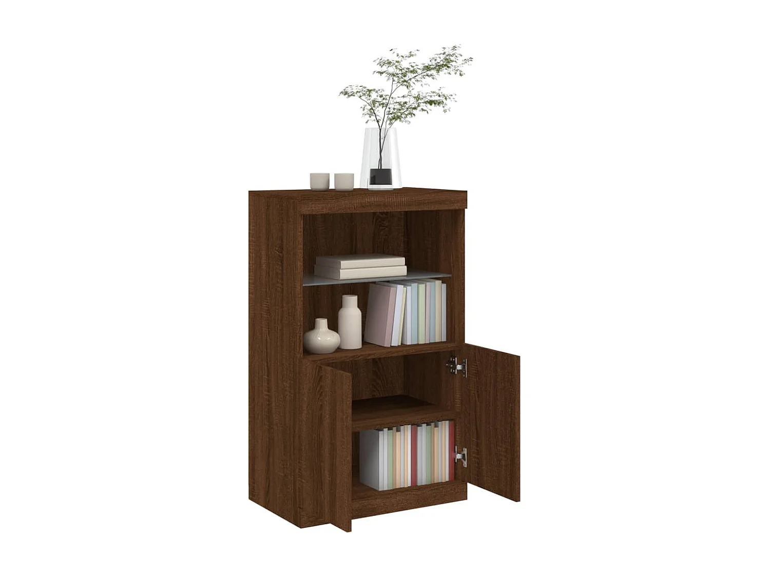 Buffet avec lumières LED chêne marron 60,5x37x100 cm