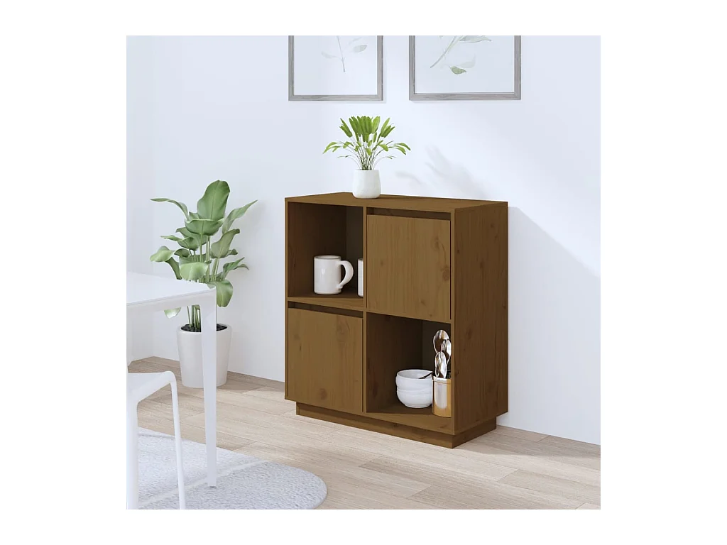 Buffet marron miel 74x35x80 cm bois massif de pin