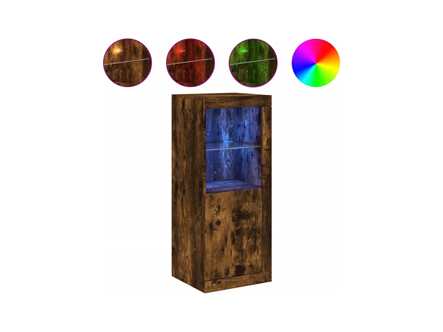 Buffet avec lumières LED chêne fumé 41x37x100 cm