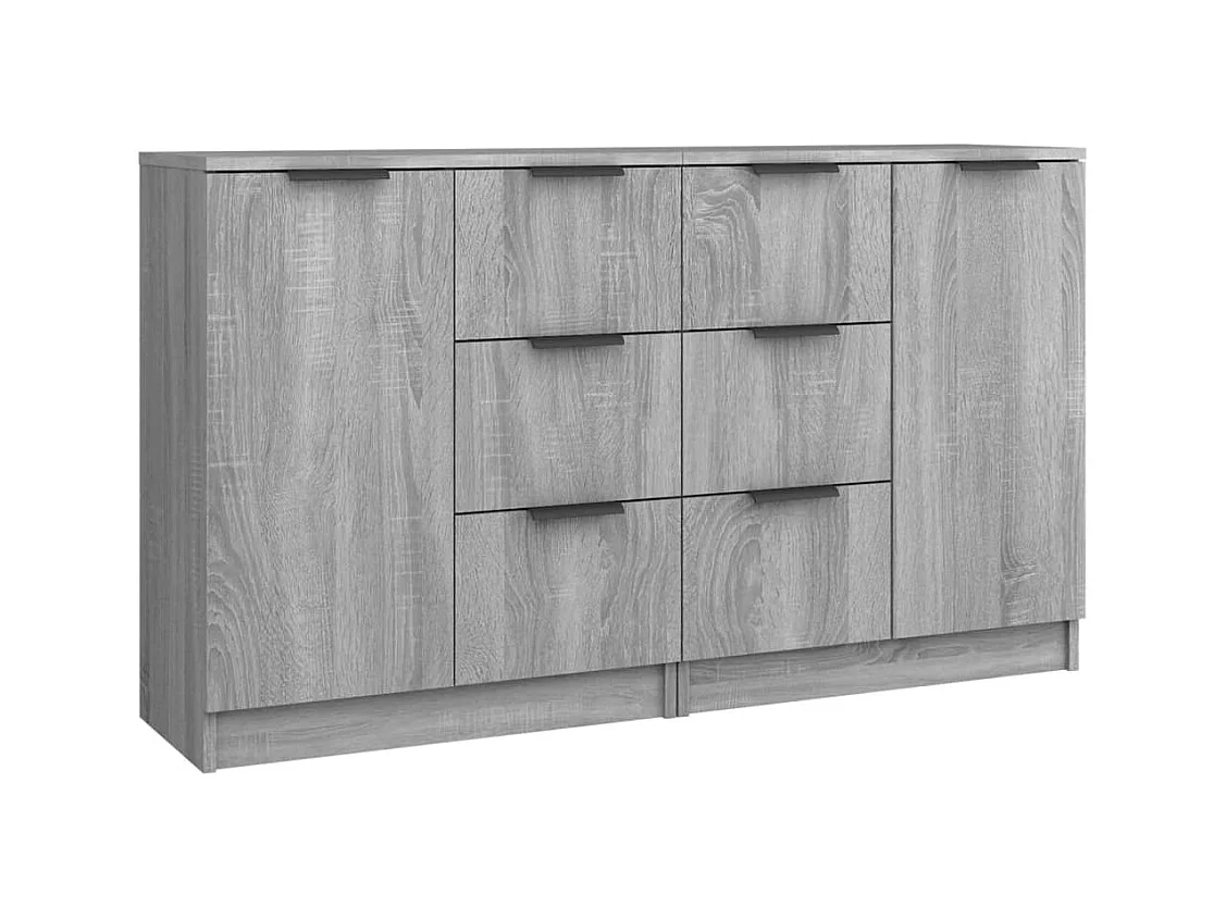 Credenze 2 pz. Sonoma grigio 60x30x70 cm Legno composito