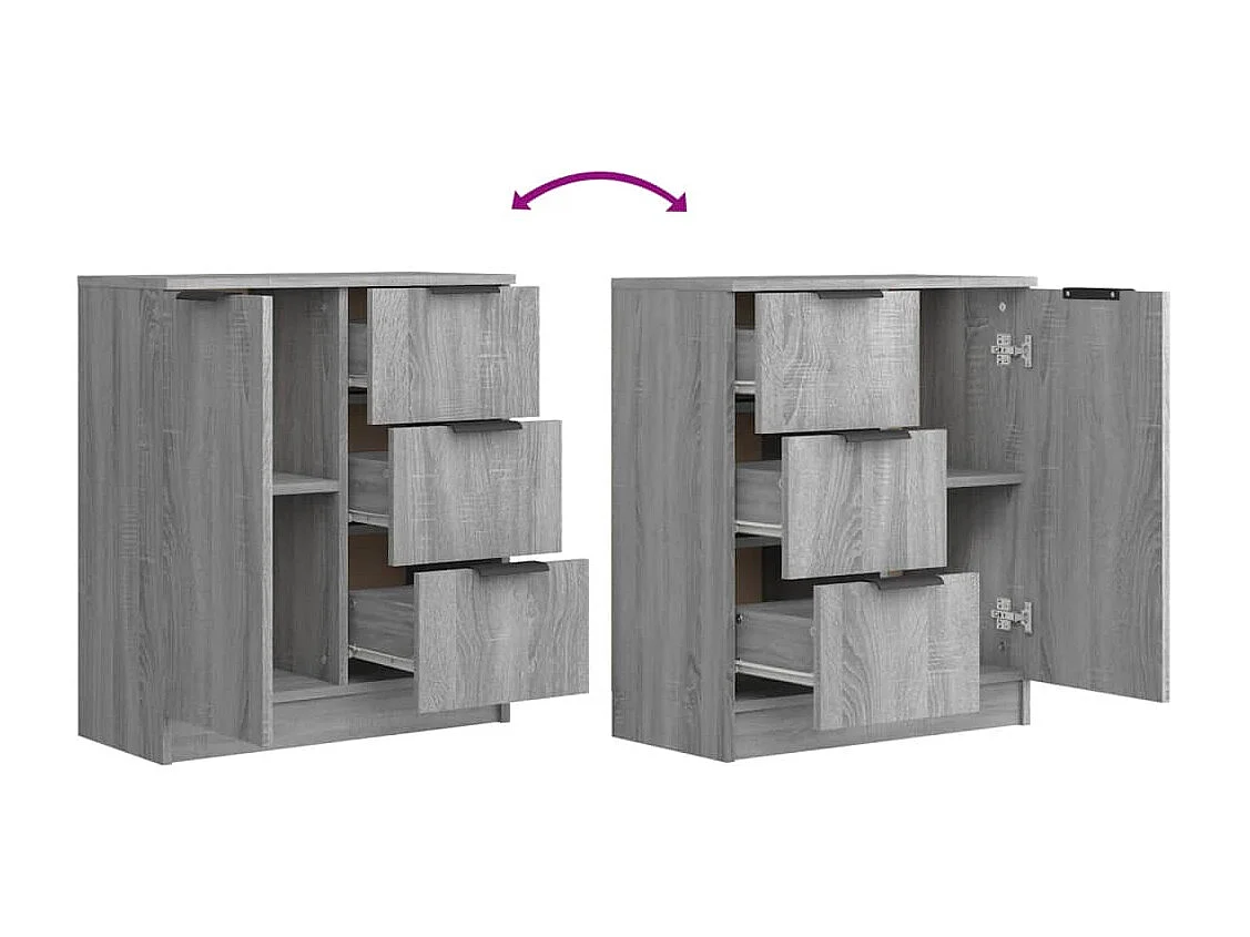 Credenze 2 pz. Sonoma grigio 60x30x70 cm Legno composito