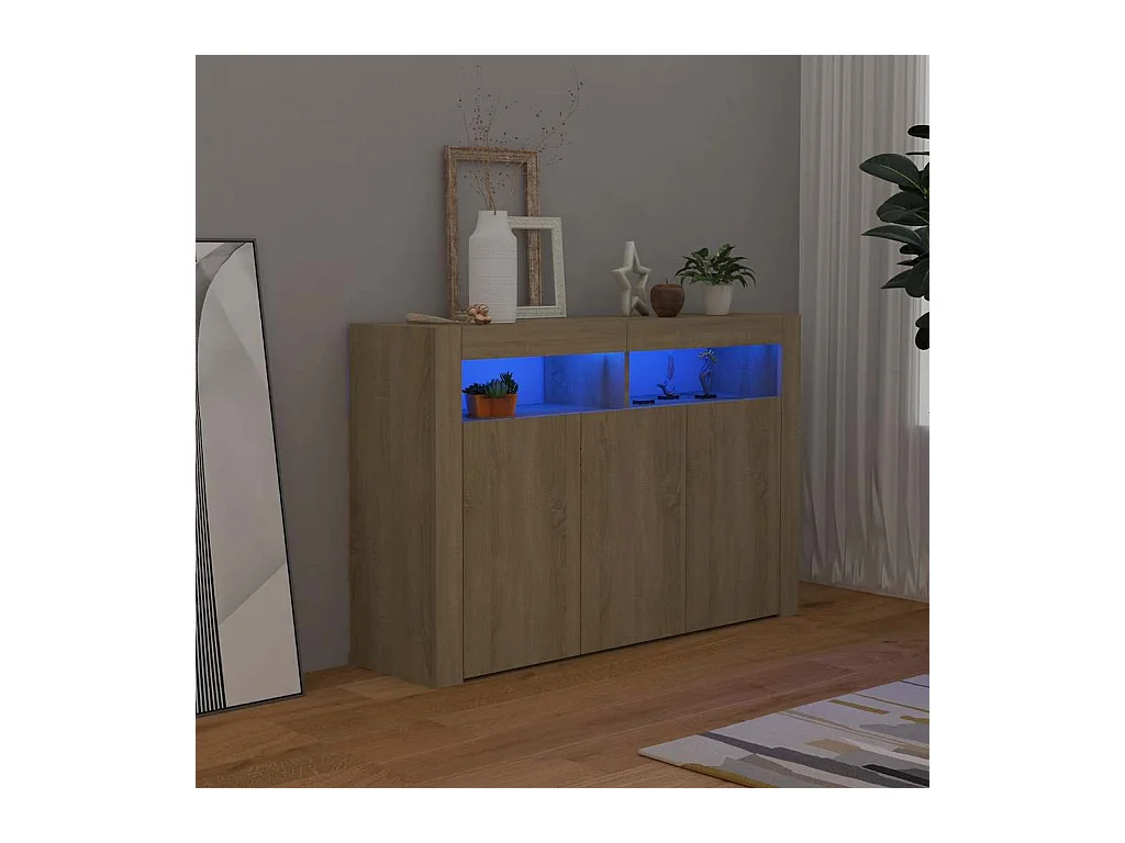 Buffet avec lumières LED chêne sonoma 115,5x30x75 cm