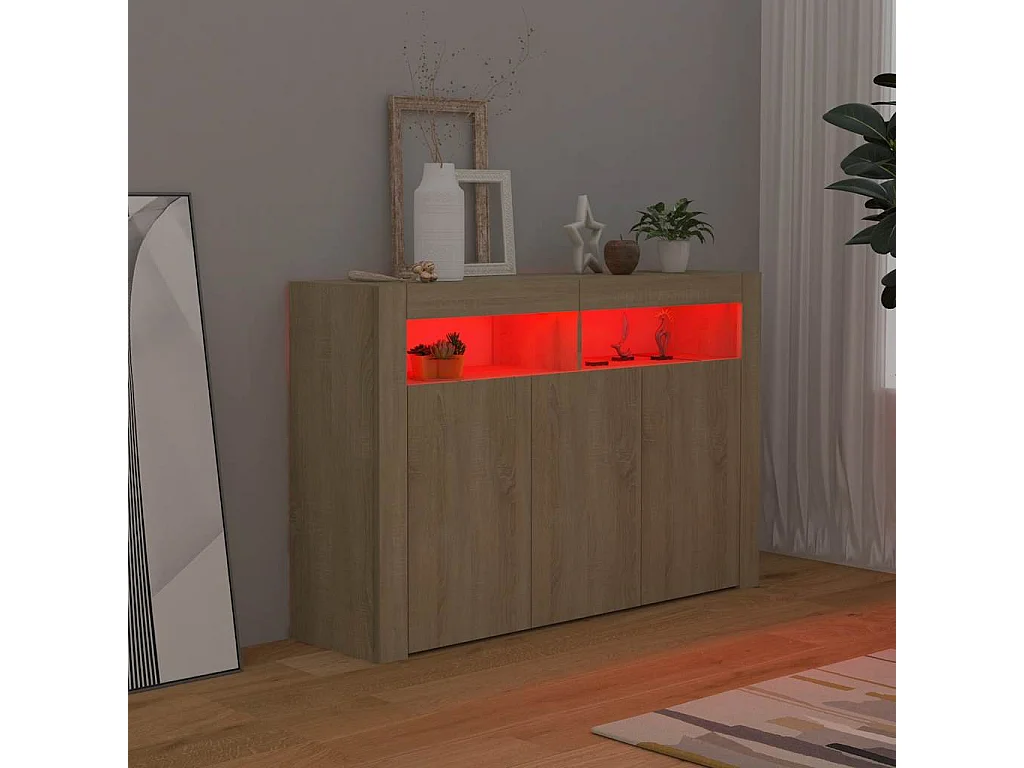 Dressoir met LED-verlichting Sonoma eiken 115,5x30x75 cm