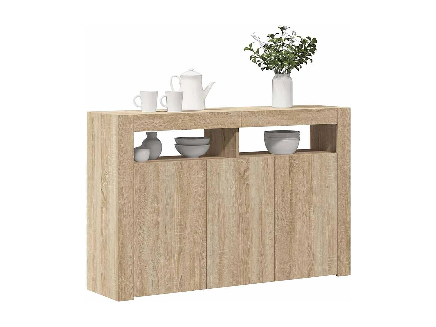 Dressoir met LED-verlichting Sonoma eiken 115,5x30x75 cm
