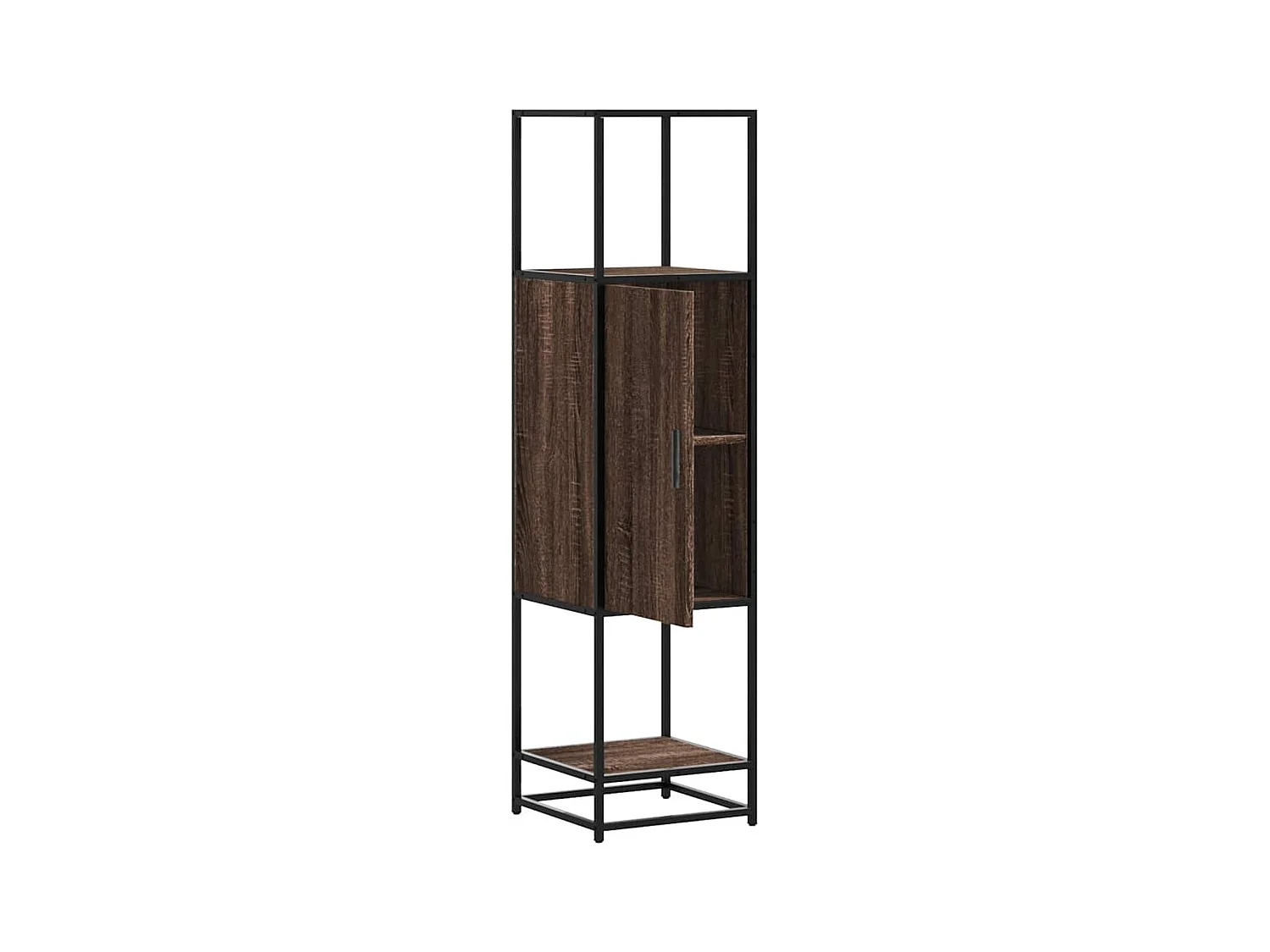 Buffet haut chêne marron 35,5x35x139 cm bois d'ingénierie métal