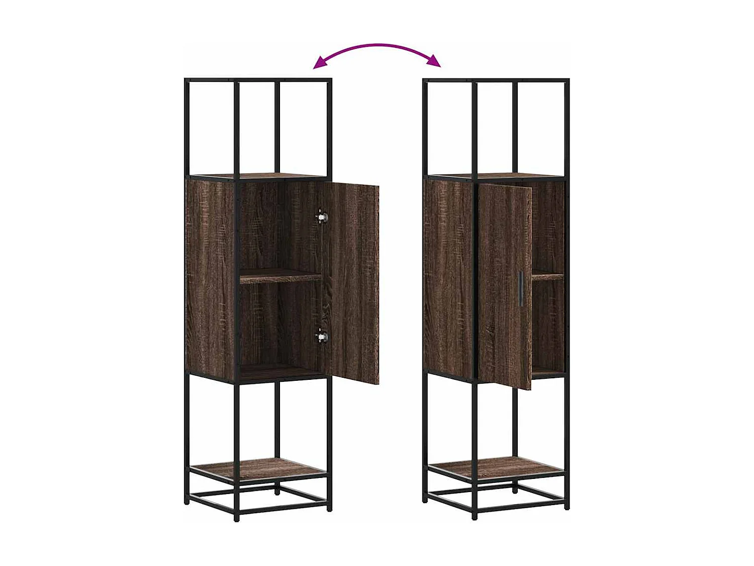 Buffet haut chêne marron 35,5x35x139 cm bois d'ingénierie métal