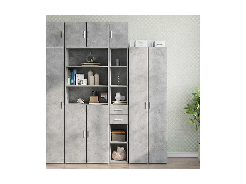 Armoire de rangement mince gris béton 30x42,5x225 cm