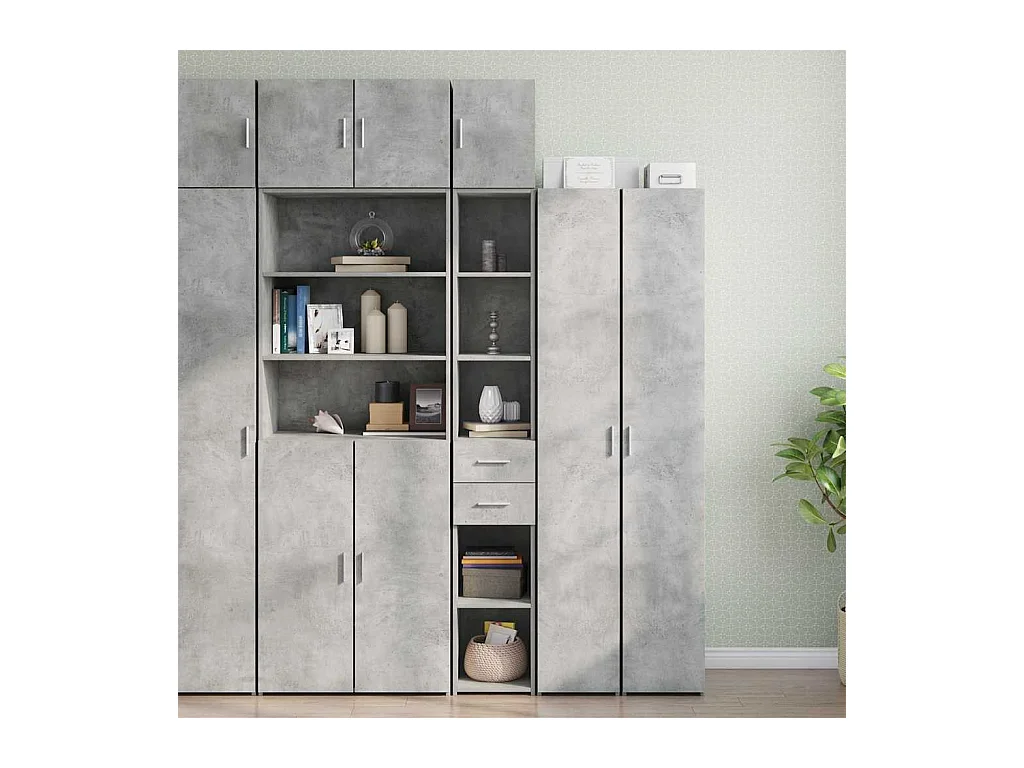 Betongrijze slanke opbergkast 30x42,5x225 cm