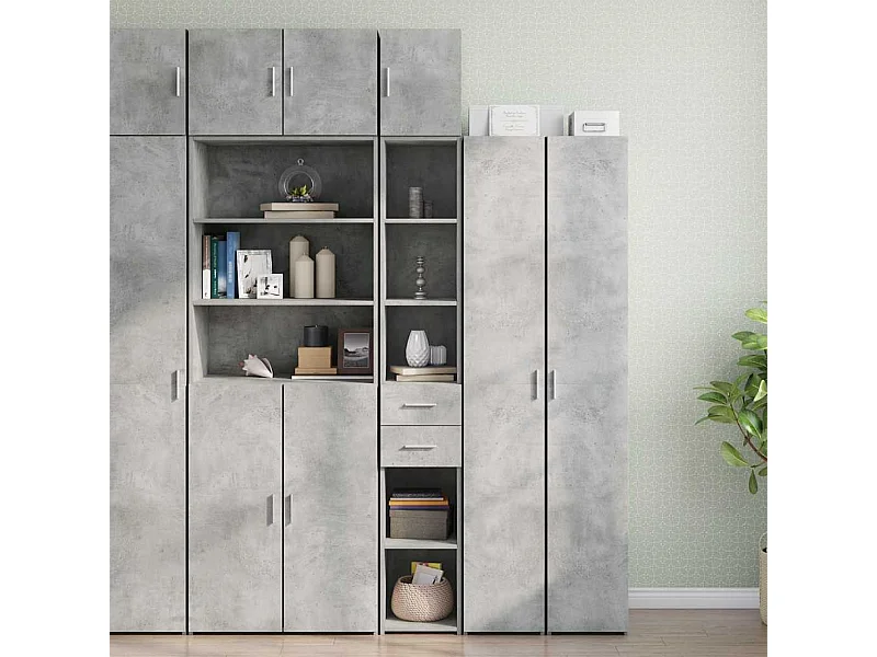 Betongrijze slanke opbergkast 30x42,5x225 cm