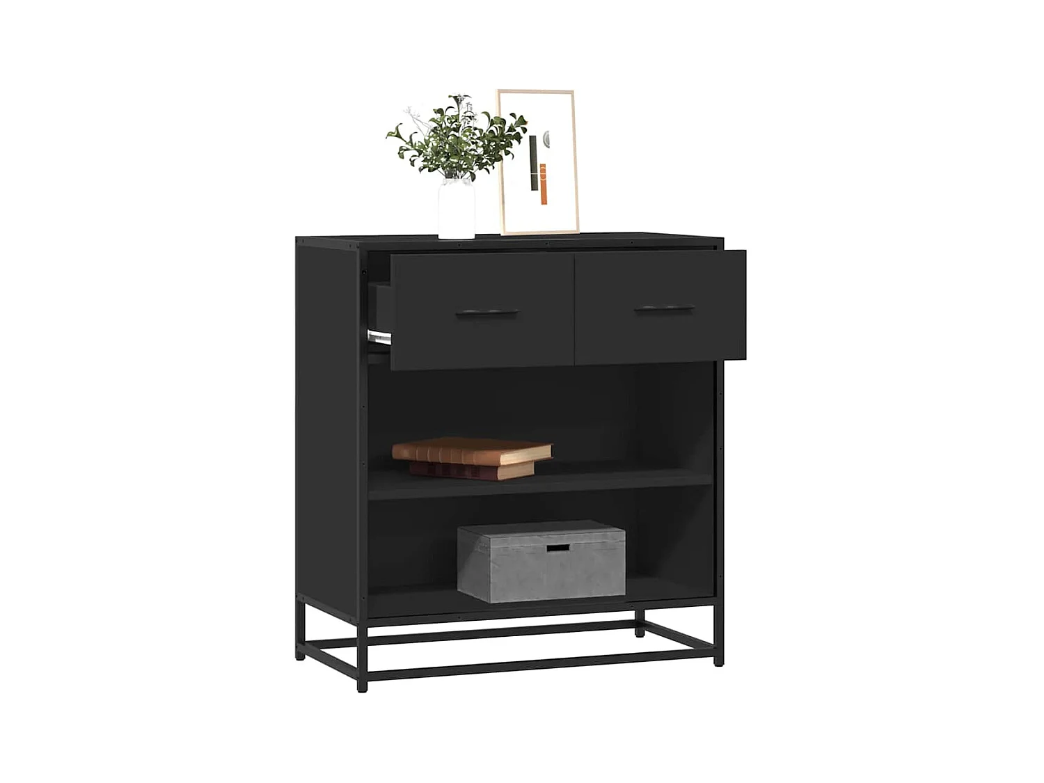 Buffet noir 68x35x76 cm bois d'ingénierie