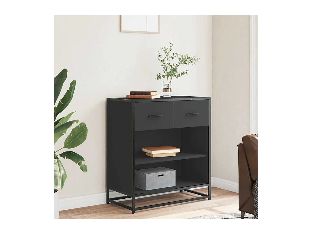 Buffet noir 68x35x76 cm bois d'ingénierie