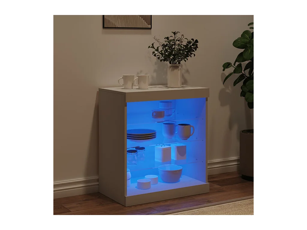 Credenza con luci LED bianche 60,5x37x67 cm