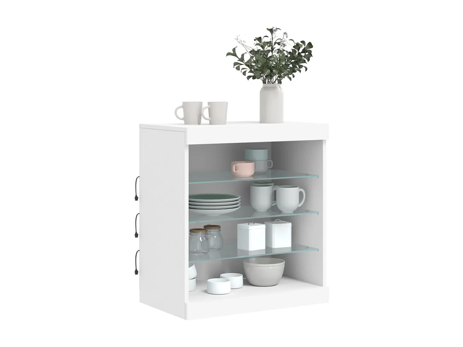 Buffet avec lumières LED blanc 60,5x37x67 cm