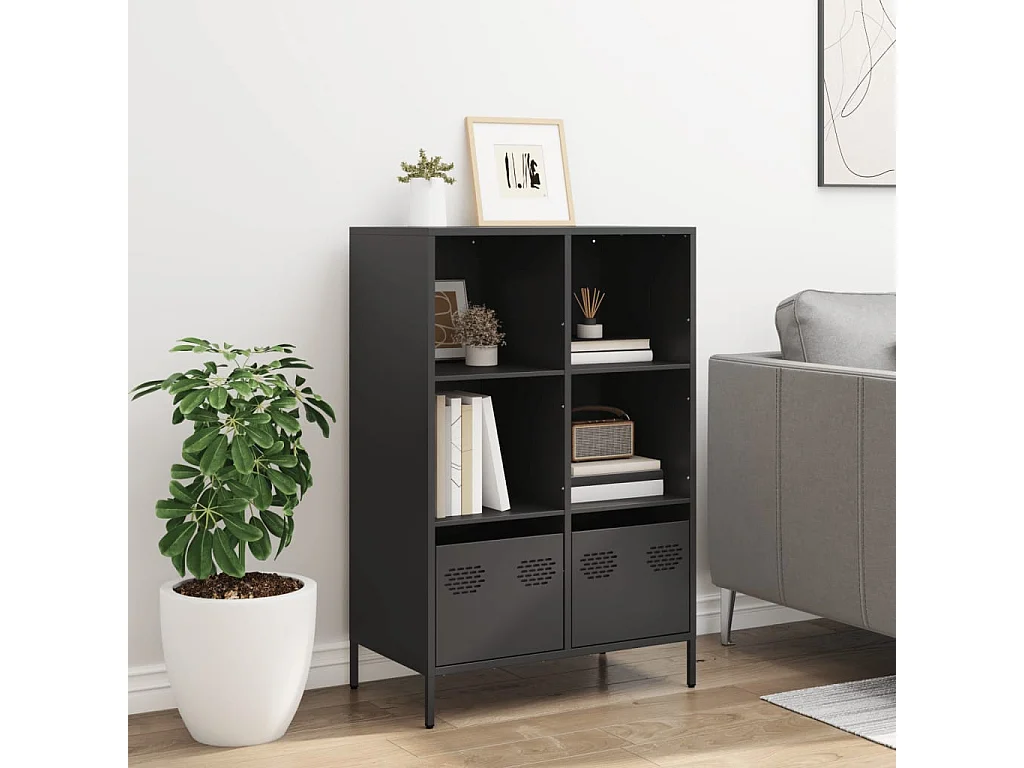 Buffet haut noir 68x39x103,5 cm acier