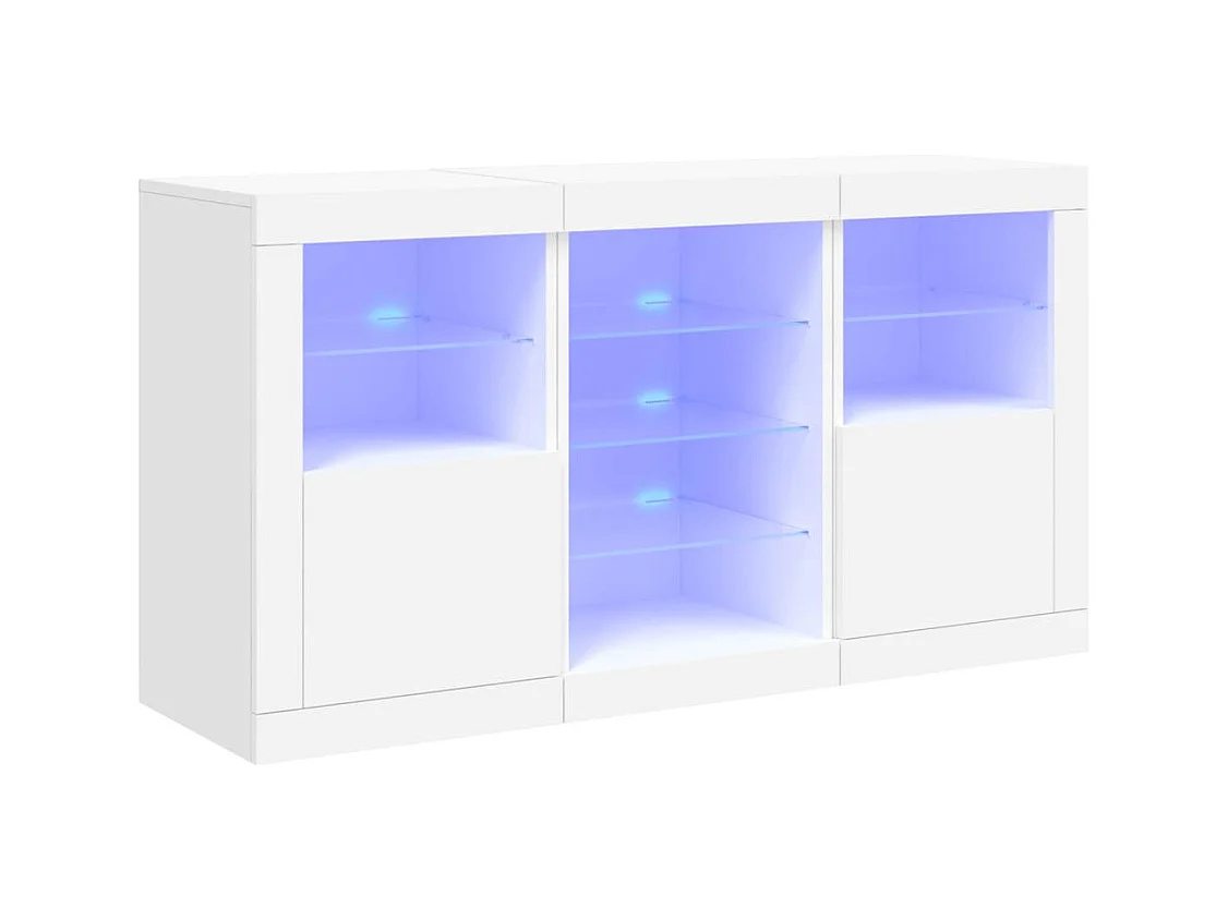 Credenza con luci LED bianche 123x37x67 cm