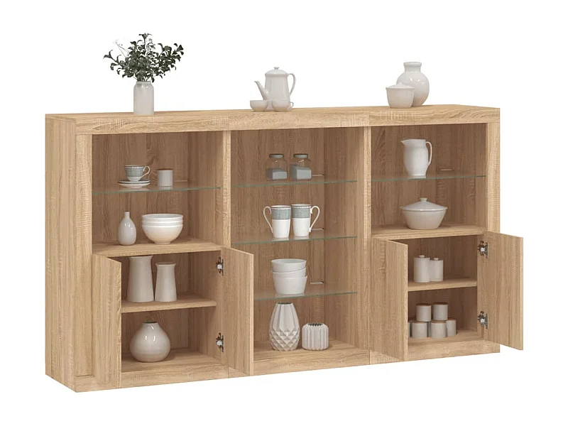 Dressoir met LED-verlichting Sonoma eiken 181,5x37x100 cm