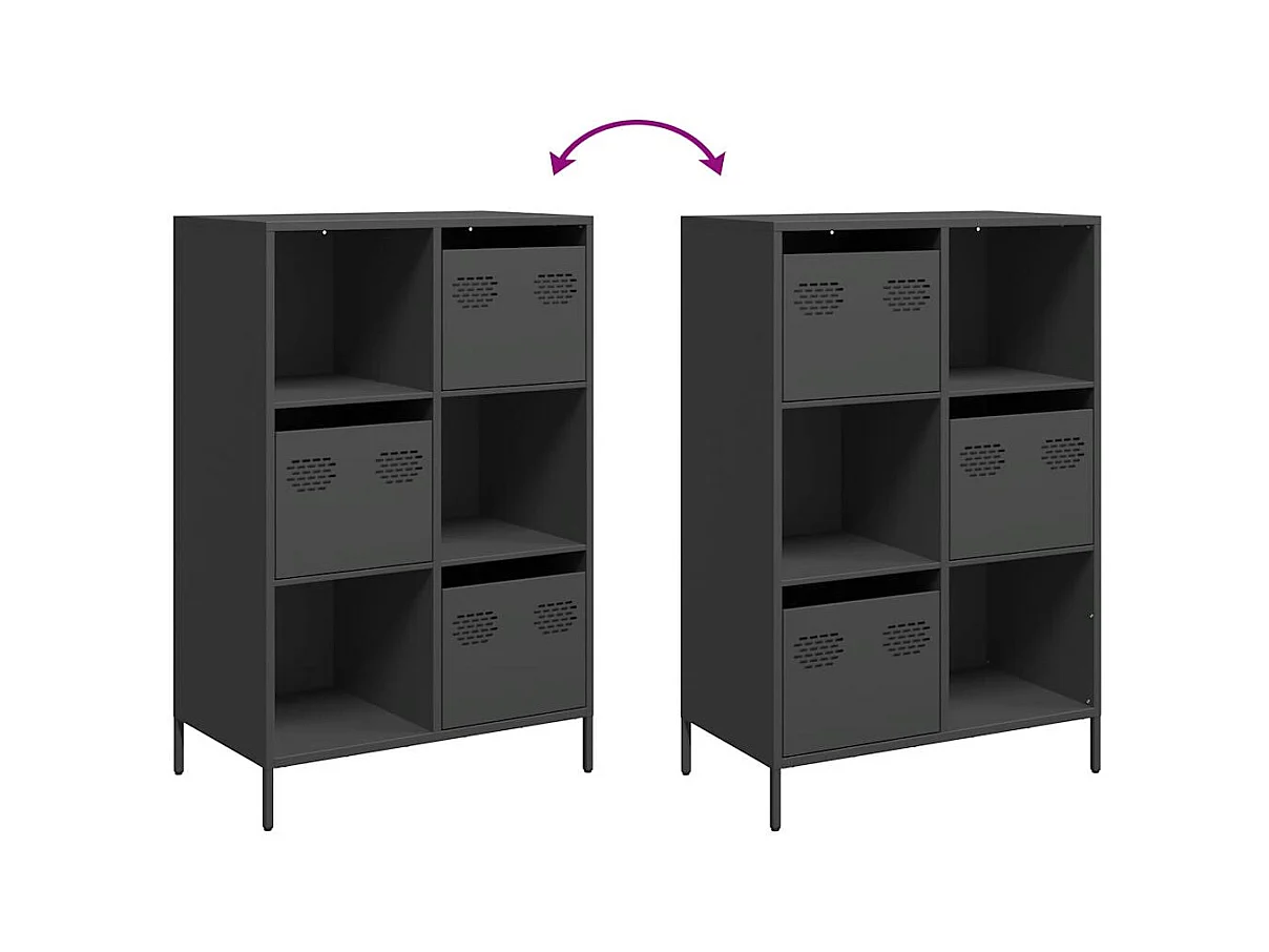 Buffet haut noir 68x39x103,5 cm acier