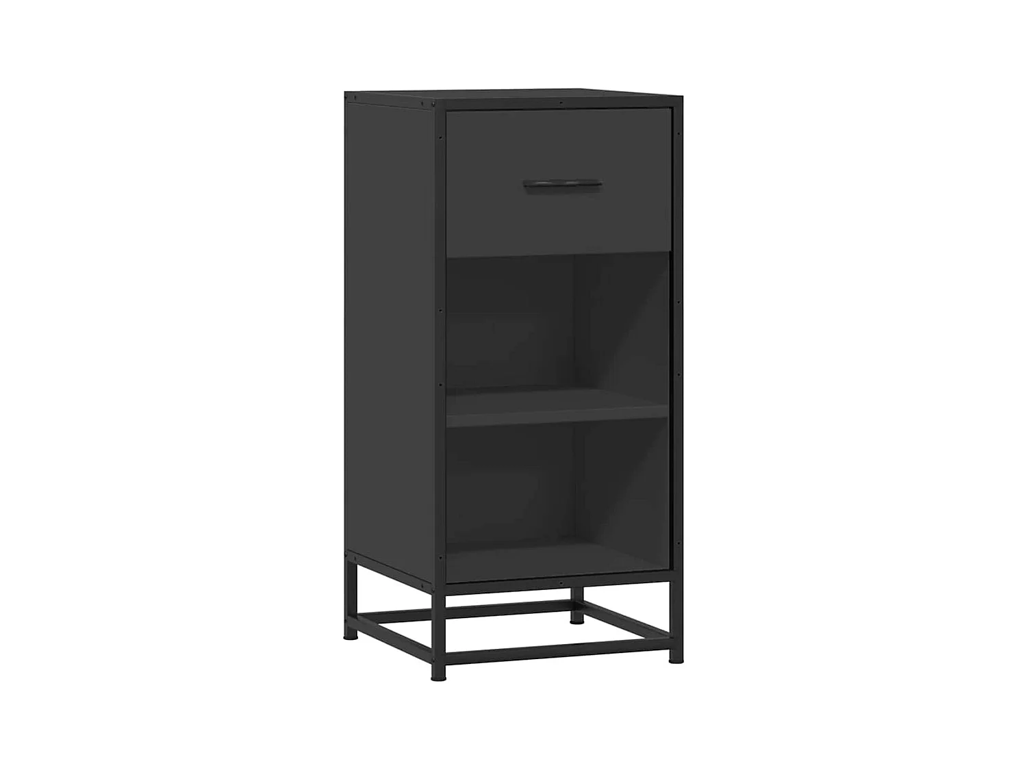 Buffet noir 35,5x35x76 cm bois d'ingénierie et métal