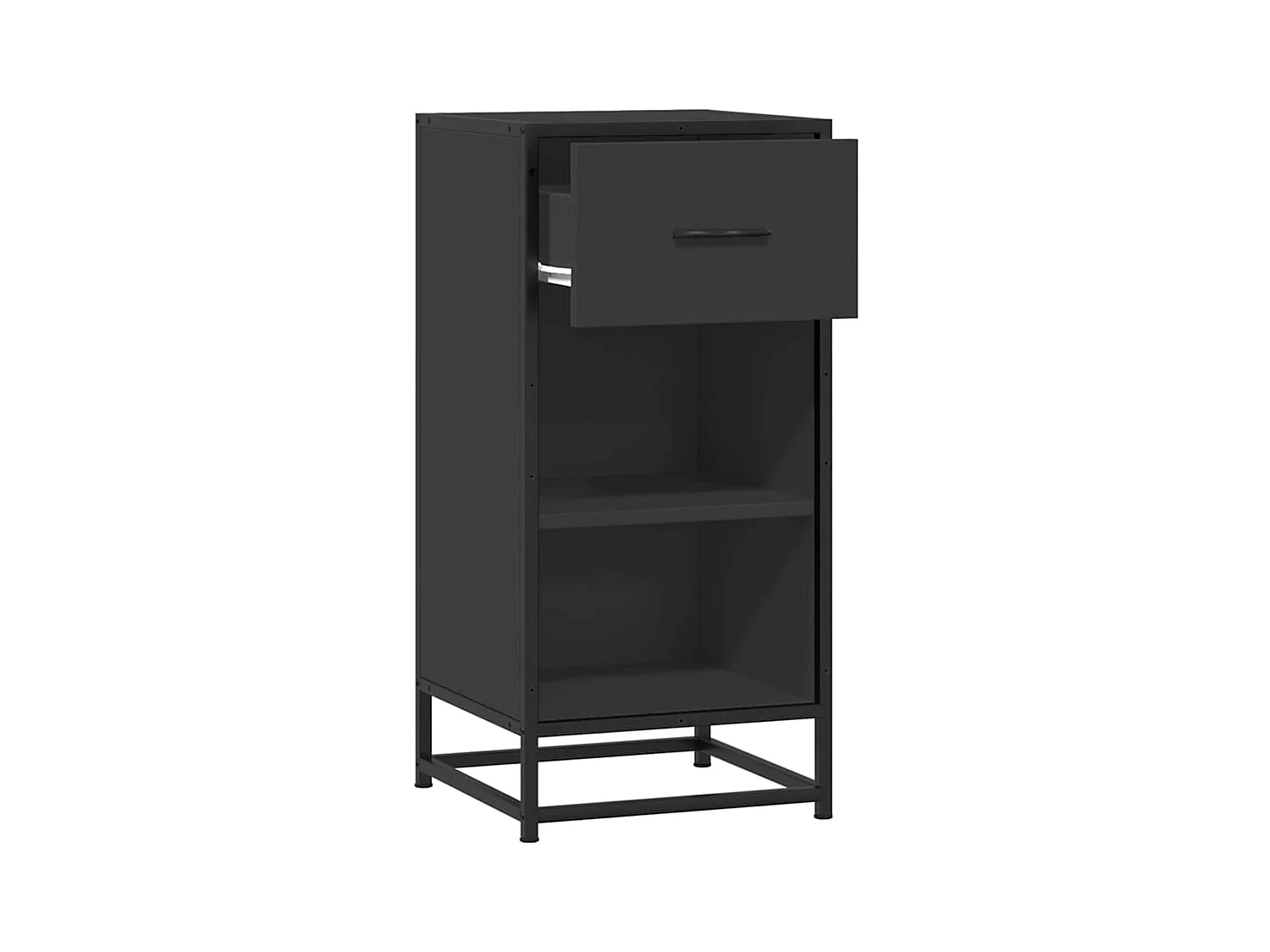 Buffet noir 35,5x35x76 cm bois d'ingénierie et métal