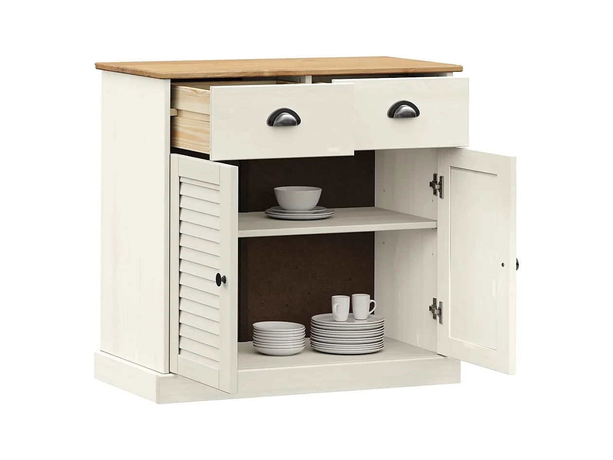 Buffet avec tiroirs 78x40x75 cm blanc bois massif de pin