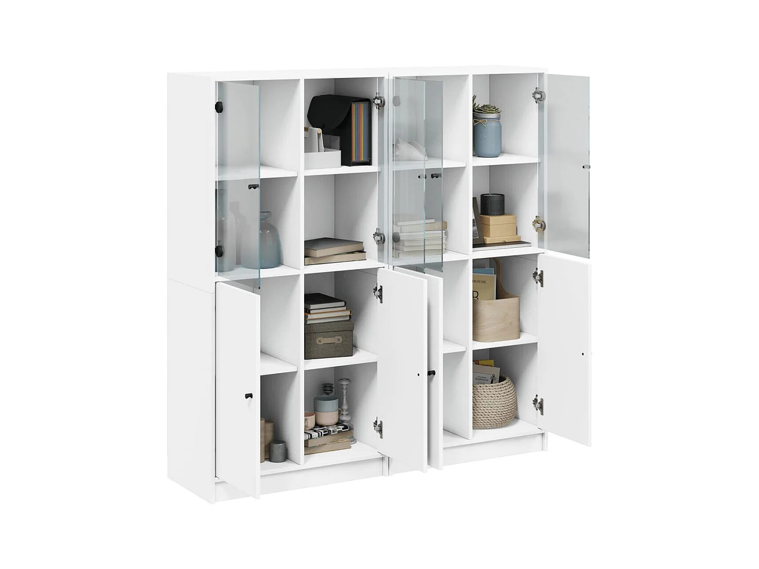 Bibliothèque avec portes blanc 136x37x142 cm bois d'ingénierie