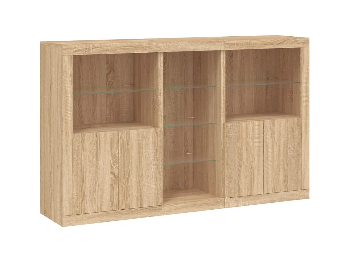 Credenza con luci LED in rovere Sonoma 162x37x100 cm
