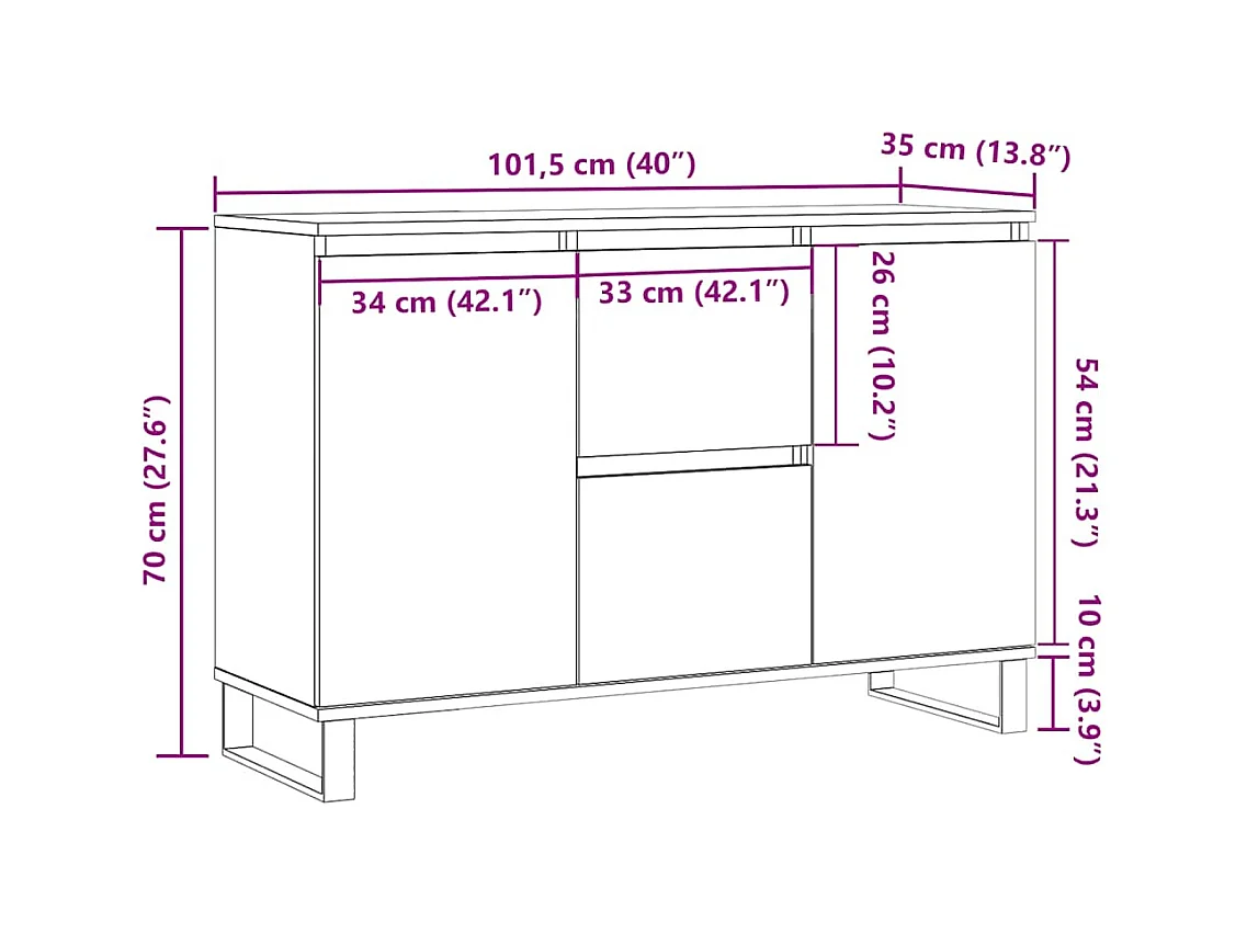 Buffet vieux bois 104x35x70 cm bois d’ingénierie