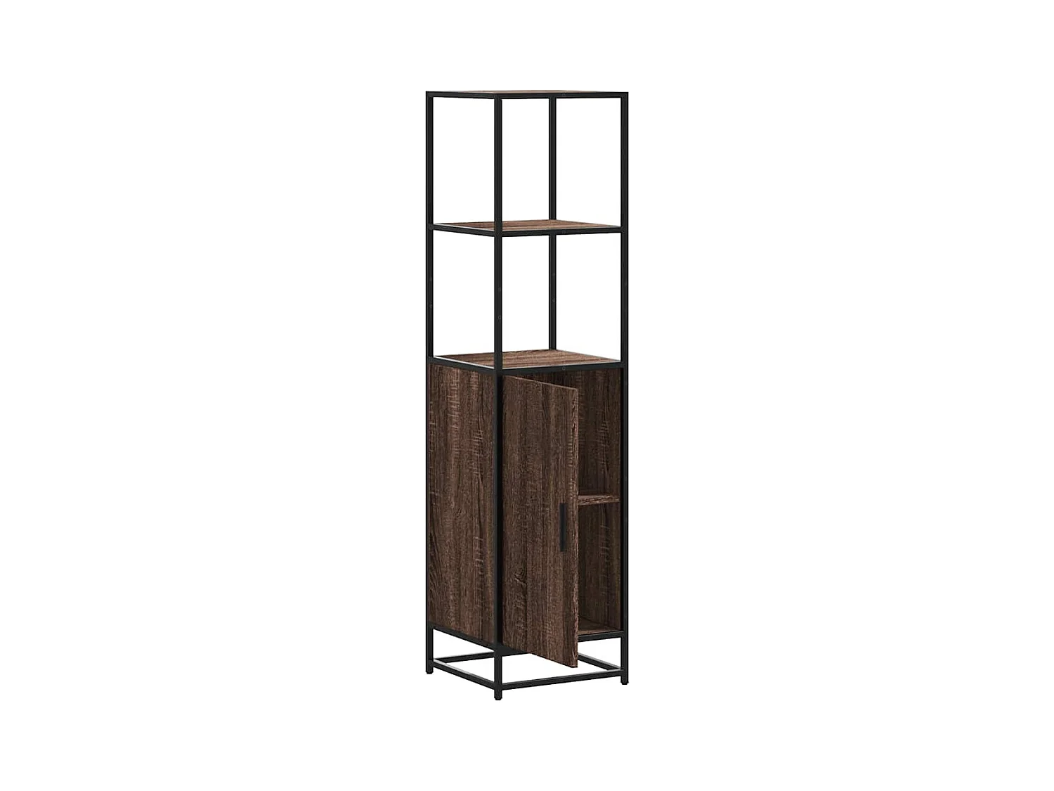 Buffet haut chêne marron 35,5x35x139 cm bois d'ingénierie métal