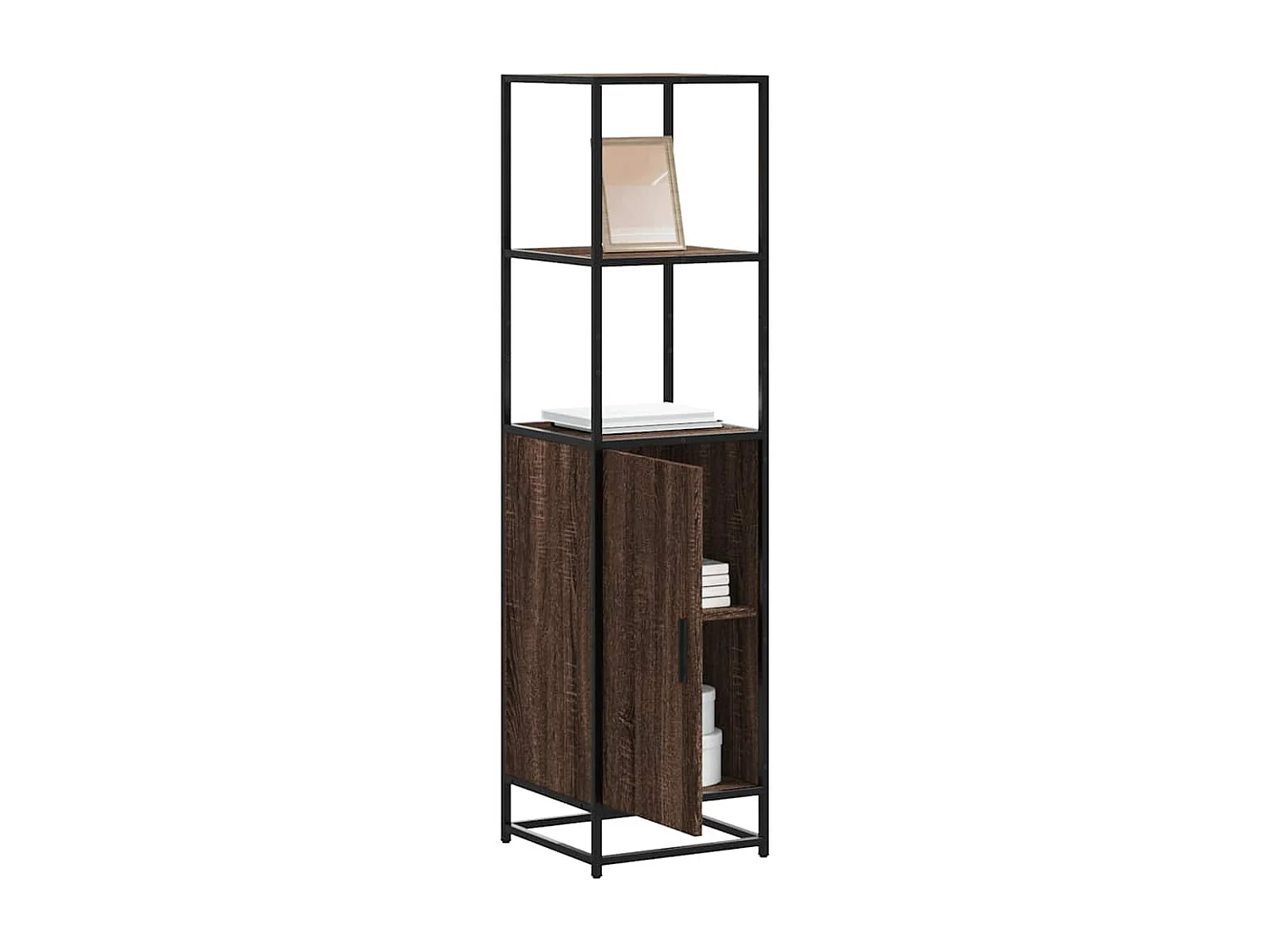 Buffet haut chêne marron 35,5x35x139 cm bois d'ingénierie métal