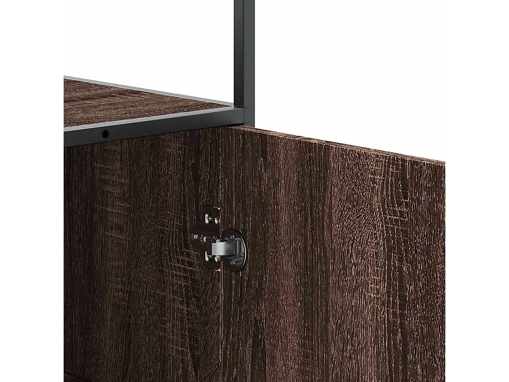 Buffet haut chêne marron 35,5x35x139 cm bois d'ingénierie métal