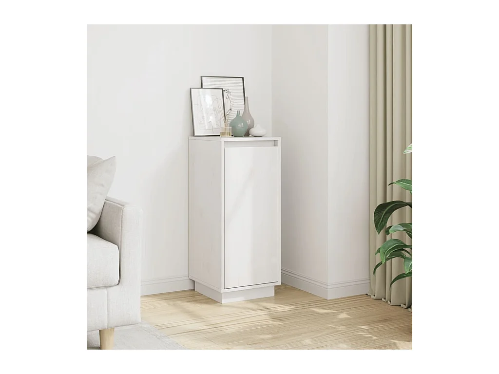 Buffet Blanc 31,5x34x75 cm Bois massif de pin