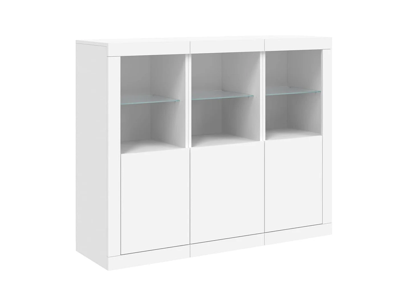 Credenze con luci a LED 3 pezzi in legno ingegnerizzato bianco