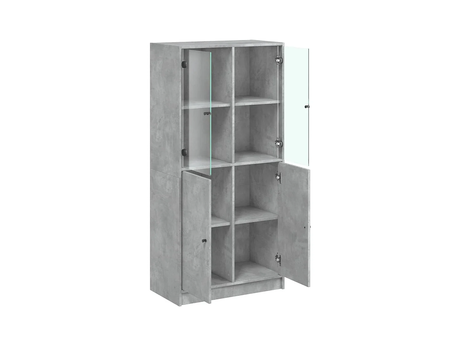 Hoge buffetkast met betongrijze deuren 68x37x142 cm bewerkt hout