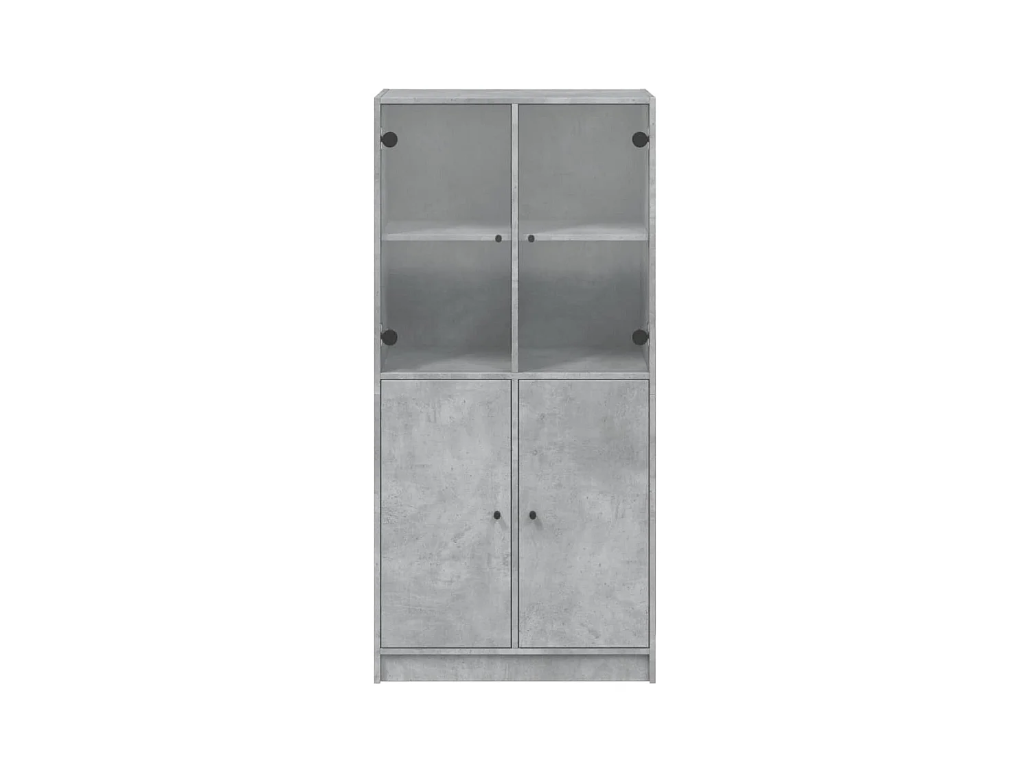 Hoge buffetkast met betongrijze deuren 68x37x142 cm bewerkt hout