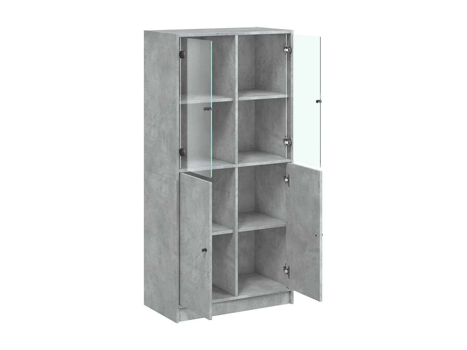 Buffet haut avec portes gris béton 68x37x142 cm bois ingénierie