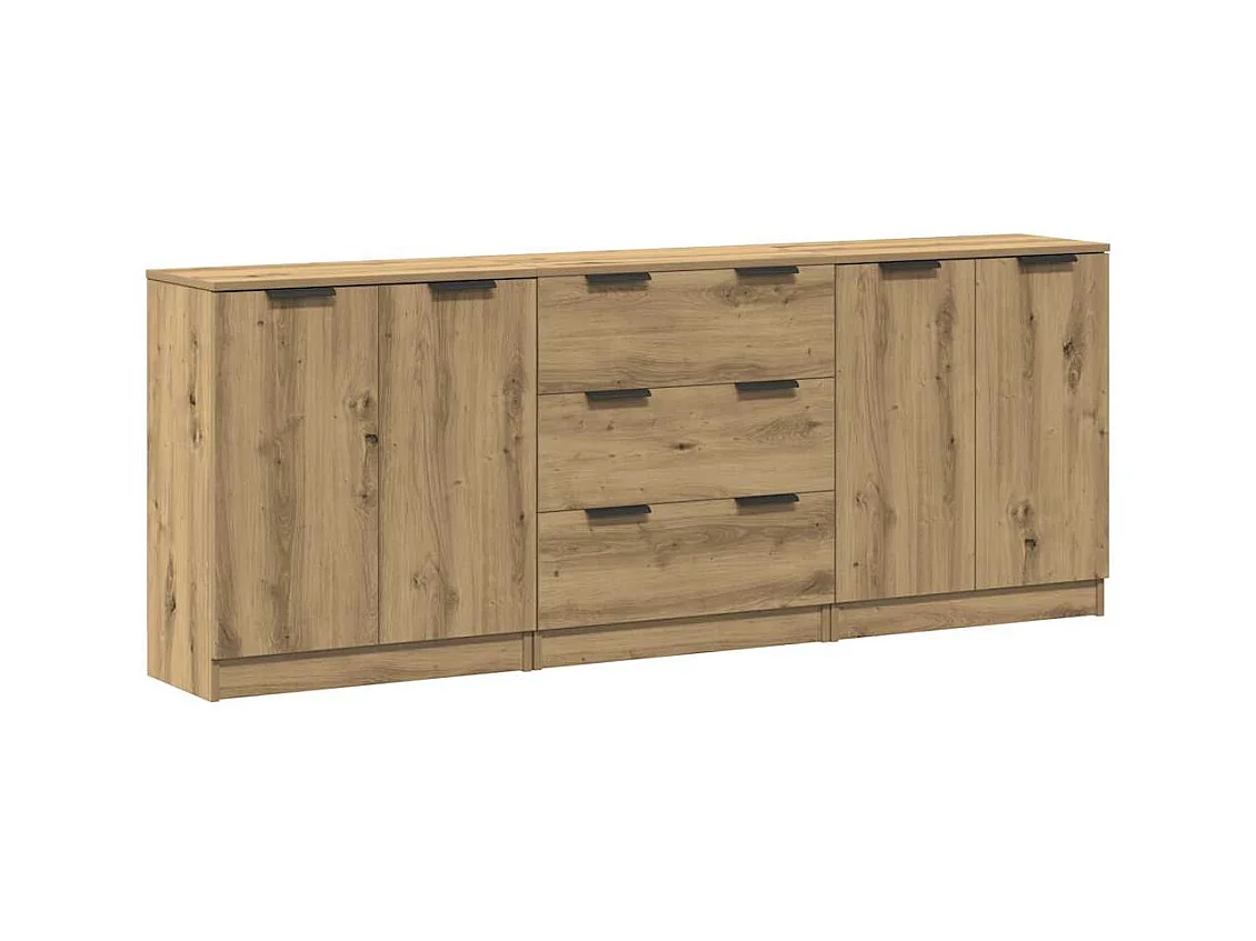 Buffets 3 pcs chêne artisanal 60x30x70 cm bois d'ingénierie