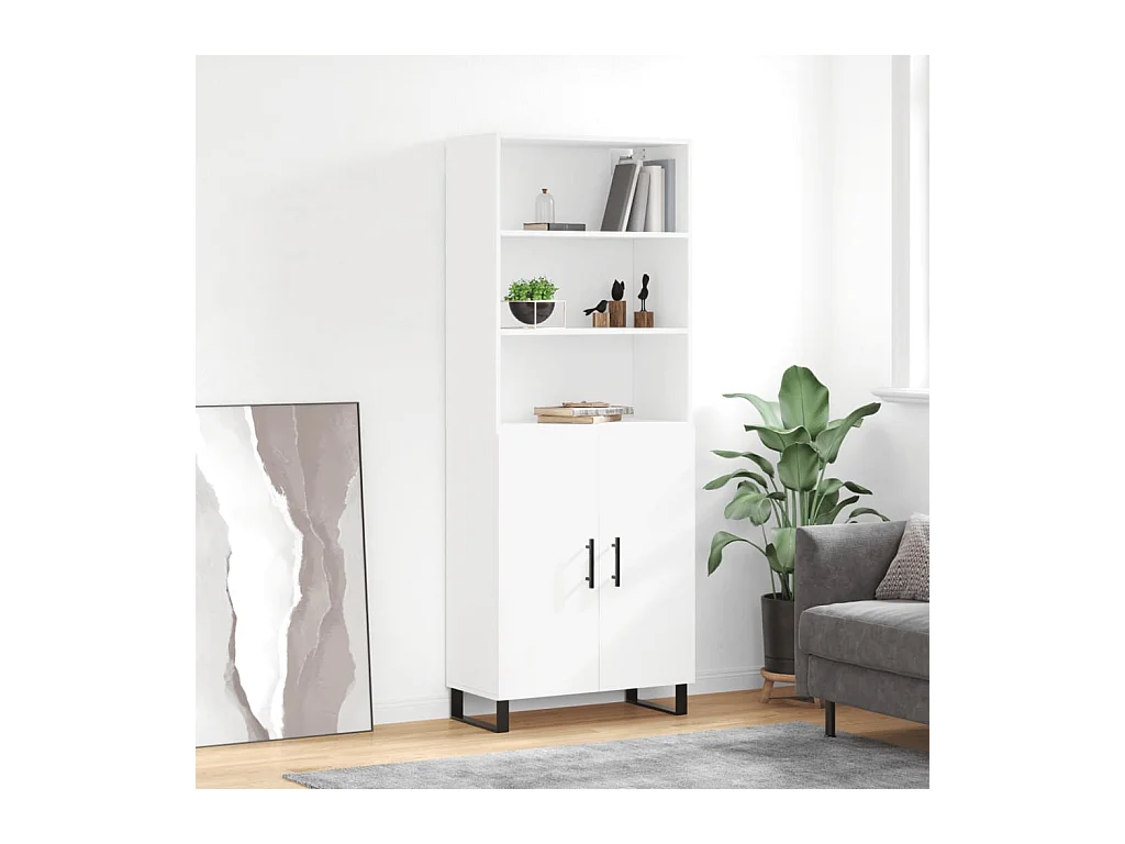 Buffet haut Blanc 69,5x34x180 cm Bois d'ingénierie