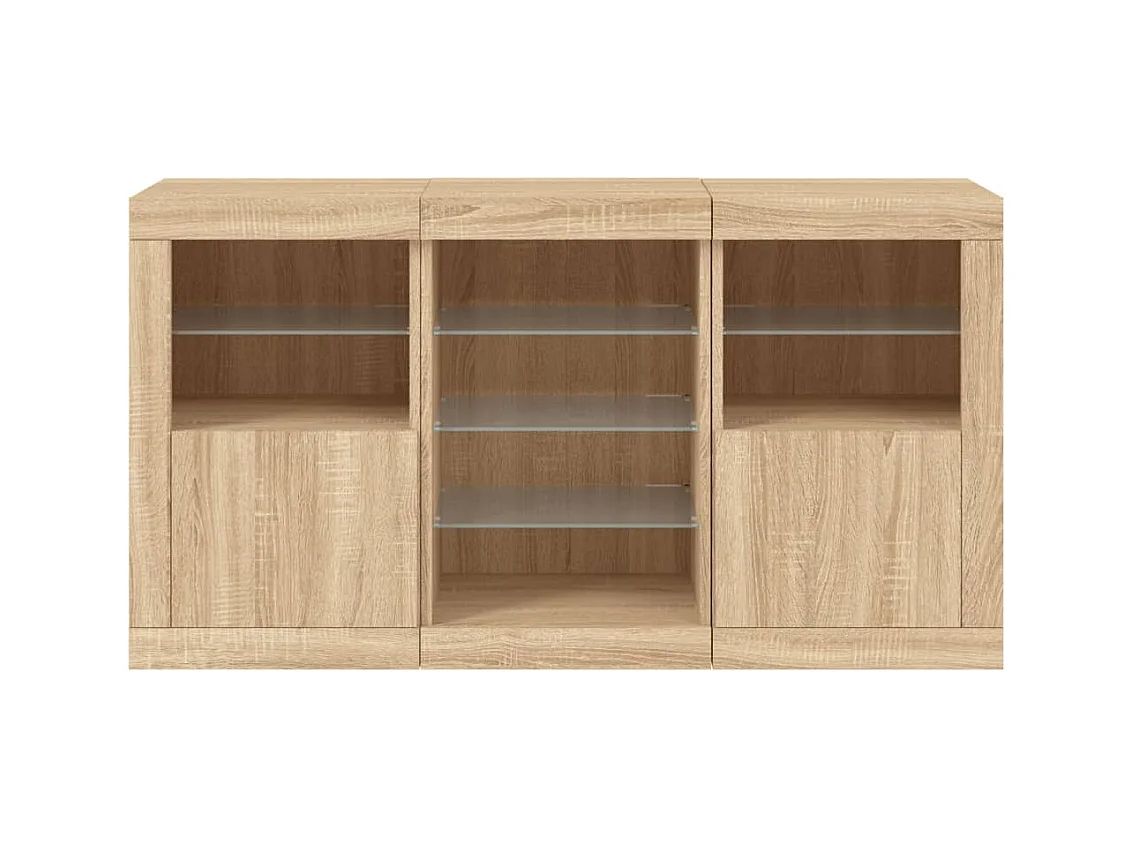 Buffet avec lumières LED chêne sonoma 123x37x67 cm