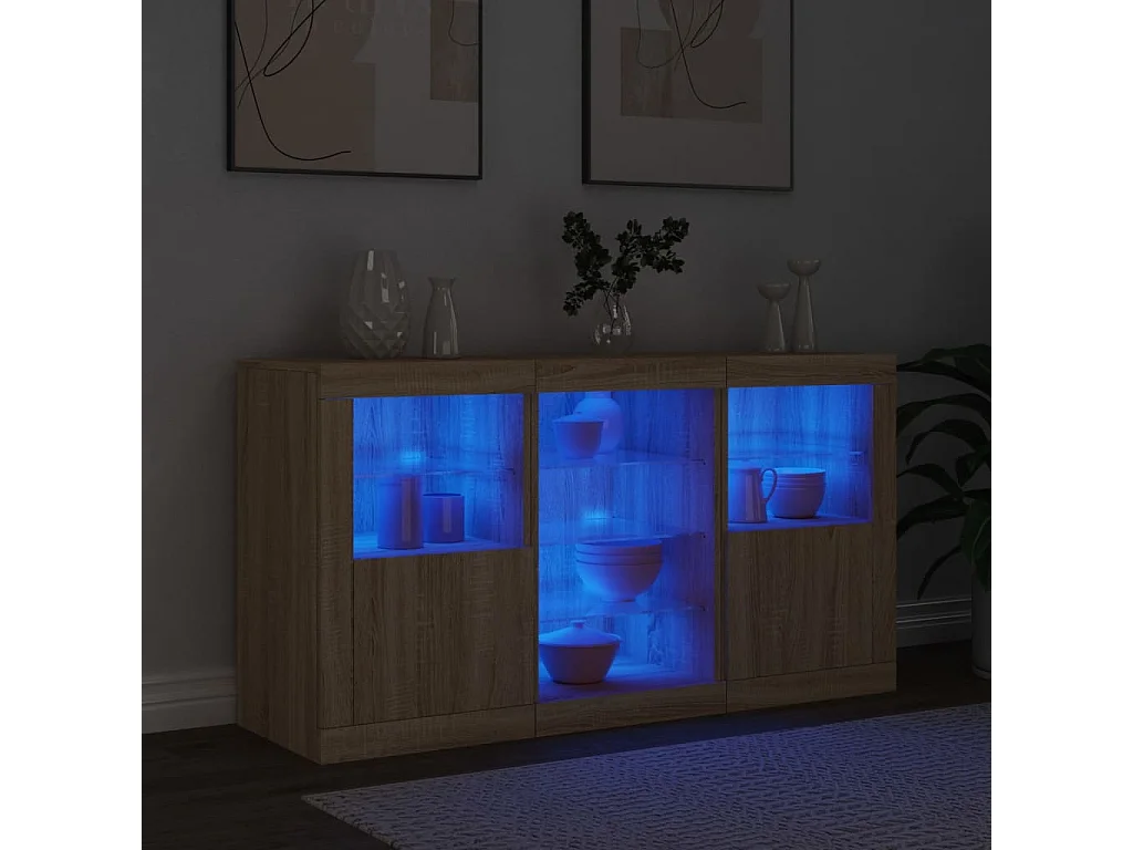 Dressoir met LED-verlichting Sonoma eiken 123x37x67 cm