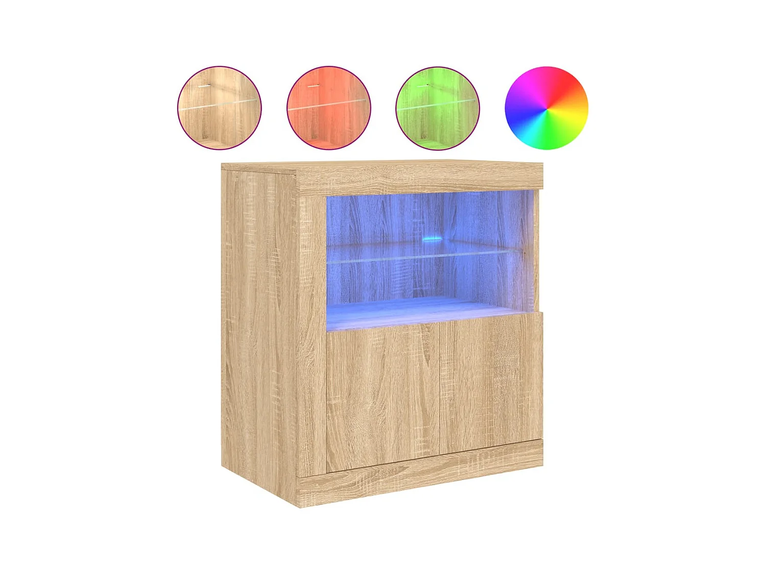 Buffet avec lumières LED chêne sonoma 60,5x37x67 cm